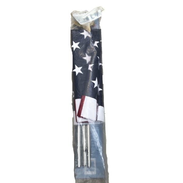 American Staff Flag Kit  - 3 ft x 5 ft  with 6 ft aluminum pole and bracket
