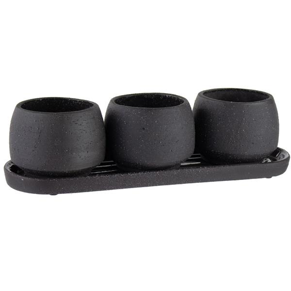 Tapered Pot Trio Charcoal