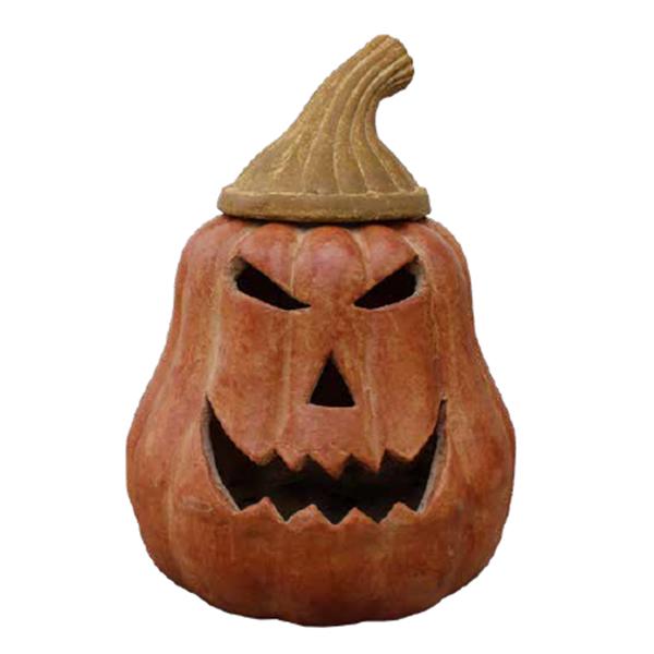 Pumpkin Clay Squatty Lantern - 16.5 in h x 12 in w