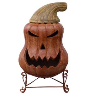 Pumpkin Clay Large Squatty Chimenea - 28.5 in h x 23 in w
