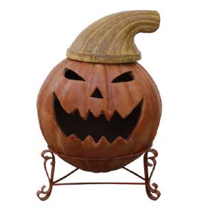 Pumpkin Clay Large Round Chimenea - 29 in h x 23 in w