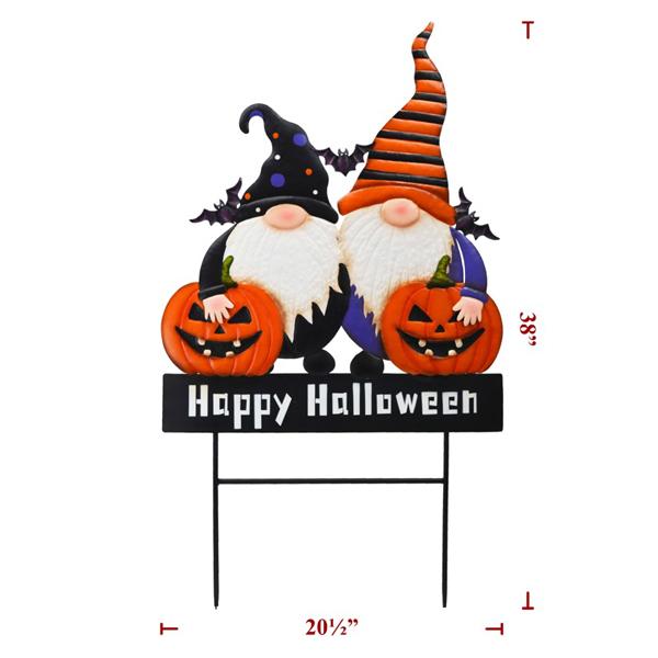 2 Happy Halloween Gnomes Stake - 38 in