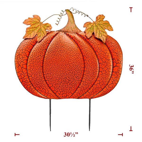 Stake Metal Orange Pumpkin - 36 x 30.5in