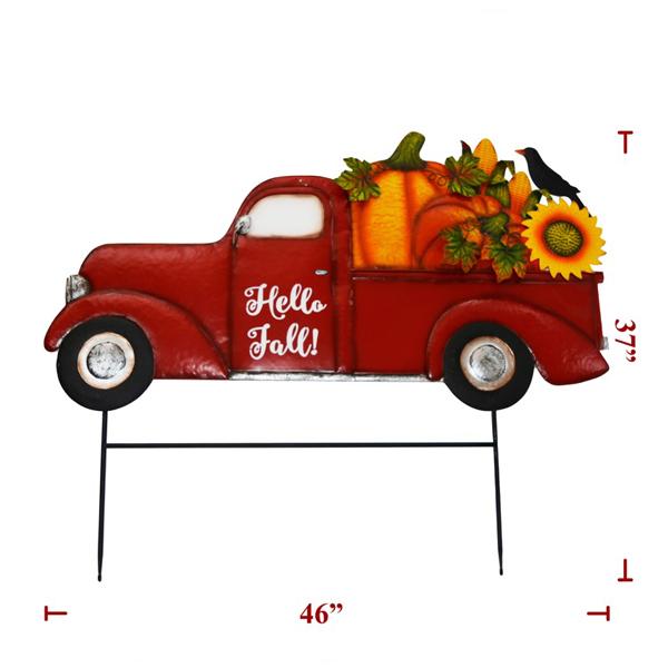 Stake Red Truck with Pumpkins - 47in