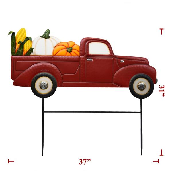 Stake Red Truck with Pumpkins - 35in