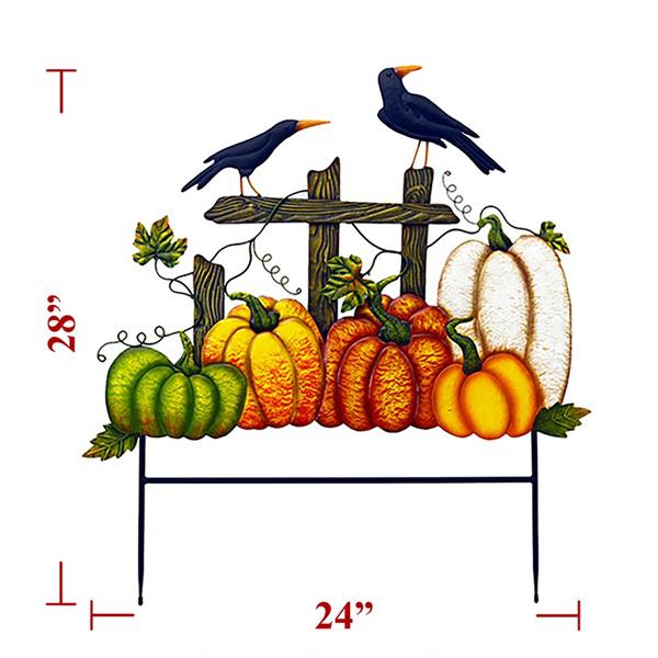 Fence with Pumpkins Stake - 28 in