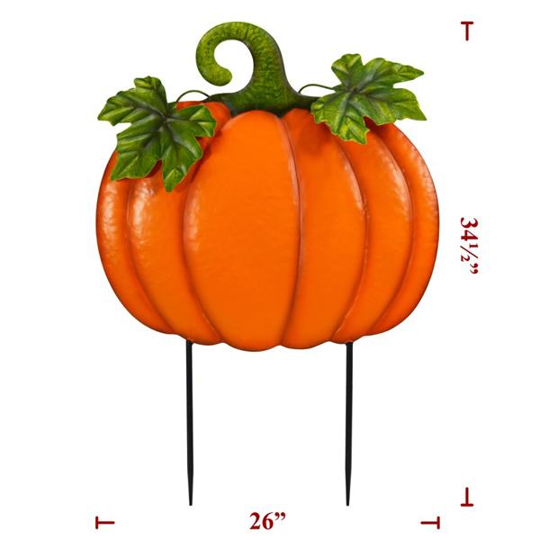 Stake Pumpkin Light Orange 26in