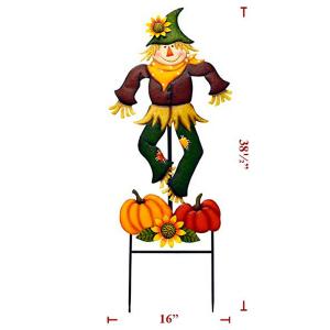 Scarecrow with Pumpkins Stake - 38.5 in