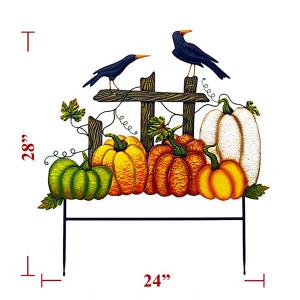 Fence with Pumpkins Stake - 28 in