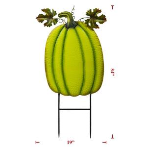 Stake Metal Green Pumpkin - 34in