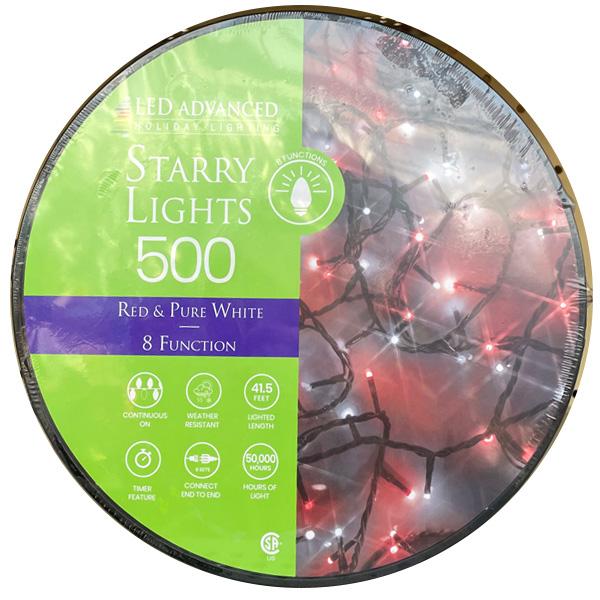 LED Starry 500 Lights - Red & Pure White - 8 Function 