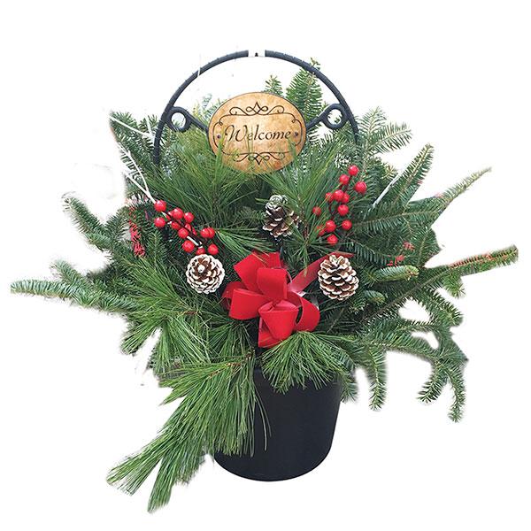 Deluxe Christmas Greenery Porch Pot Planter