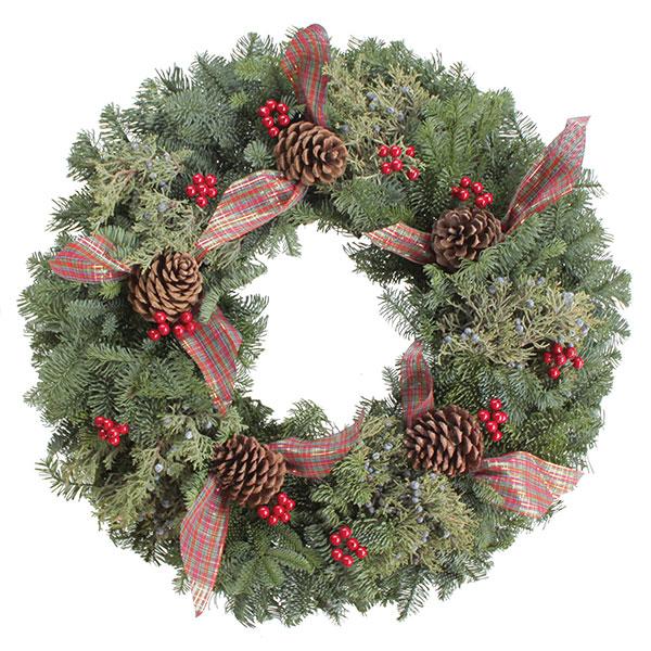 West Coast Mixed Berries and Bows Wreath - 22in