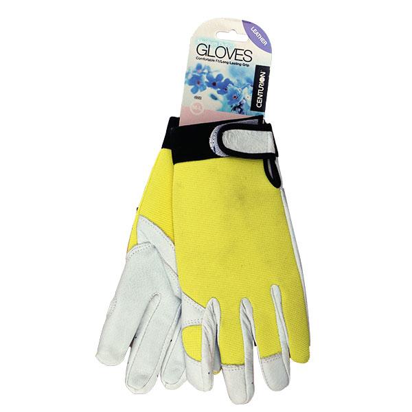 Glove Leather with Spandex Yellow Large