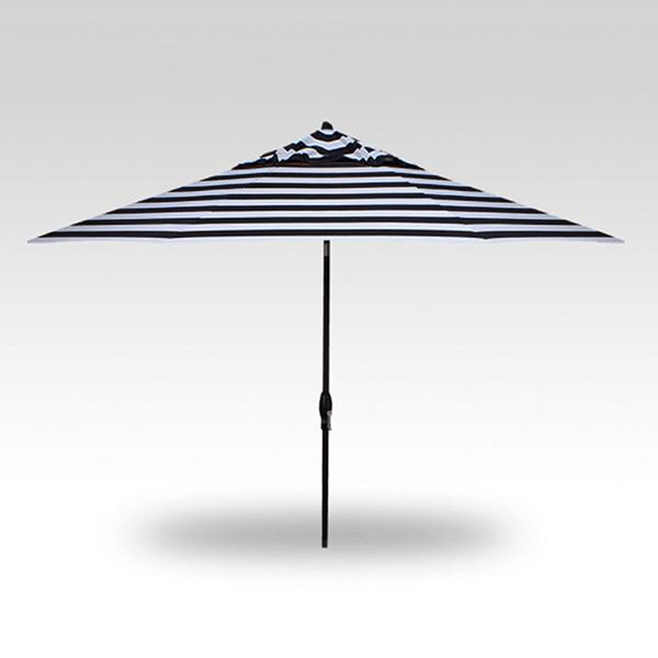 Treasure Garden Umbrella - 11 ft, Kinzie Coastal Stripe, Black Pole, Auto