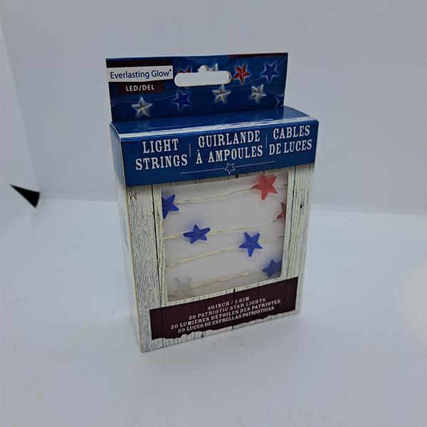 LED Battery-Operated Star Lights - Red, White, and Blue