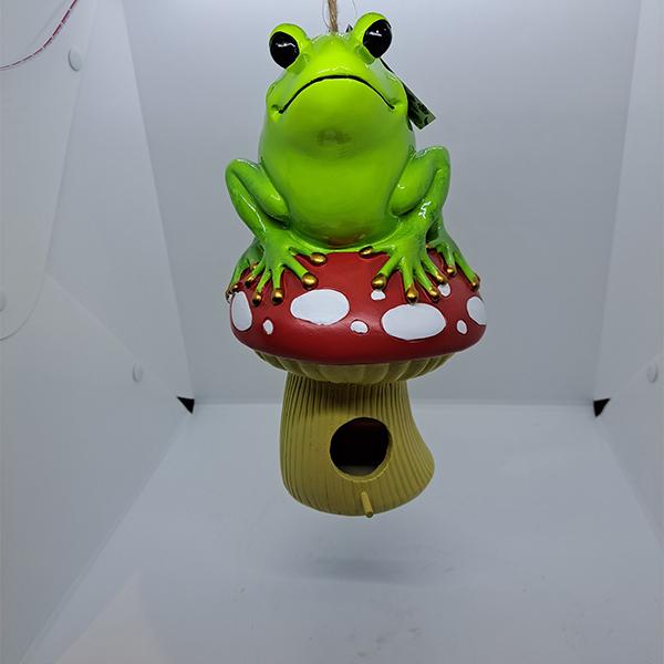 Birdhouse Resin Decor Frog On Mushroom