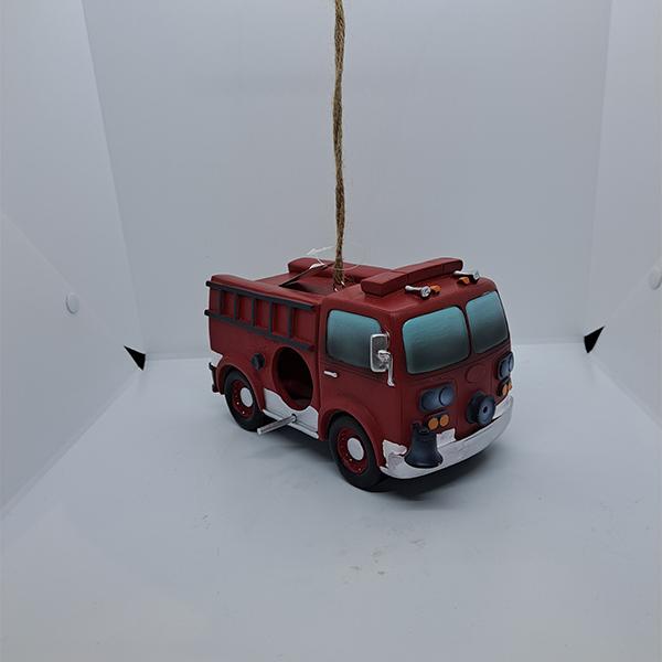 Birdhouse Resin Decor Fire Truck - 8in