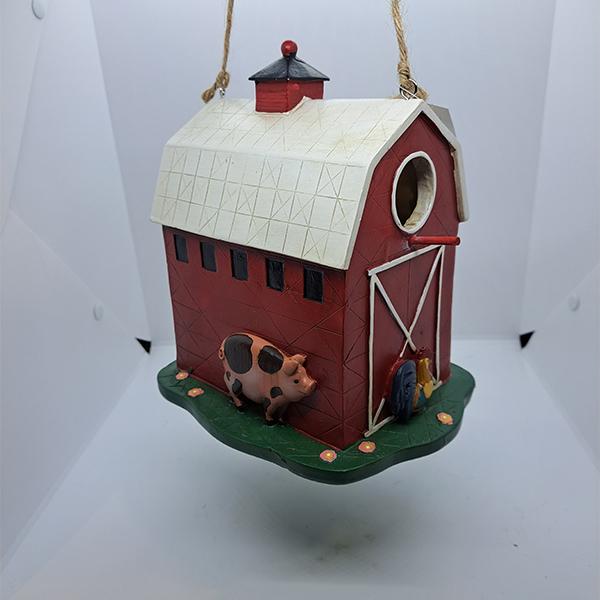 Birdhouse Resin Decor Red Barn - 8in