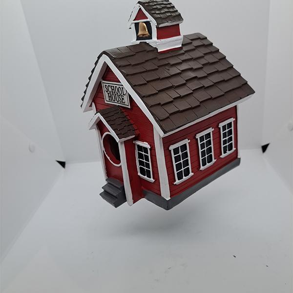 Birdhouse Resin Decor School House - 8in